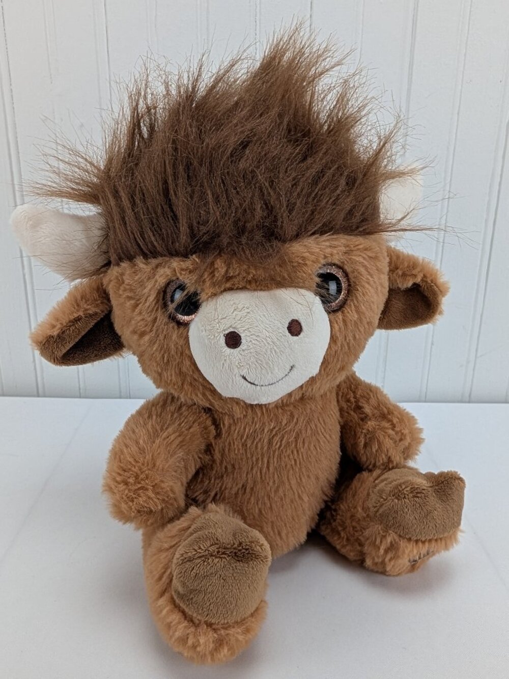 MTY Brown Highland Cow Plush 10" Stuffed Animal Glitter Eyes 2023 Heifer Friend